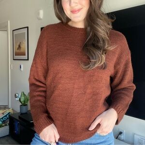 Reformation Brown Baby Alpaca Crew Neck Sweater
